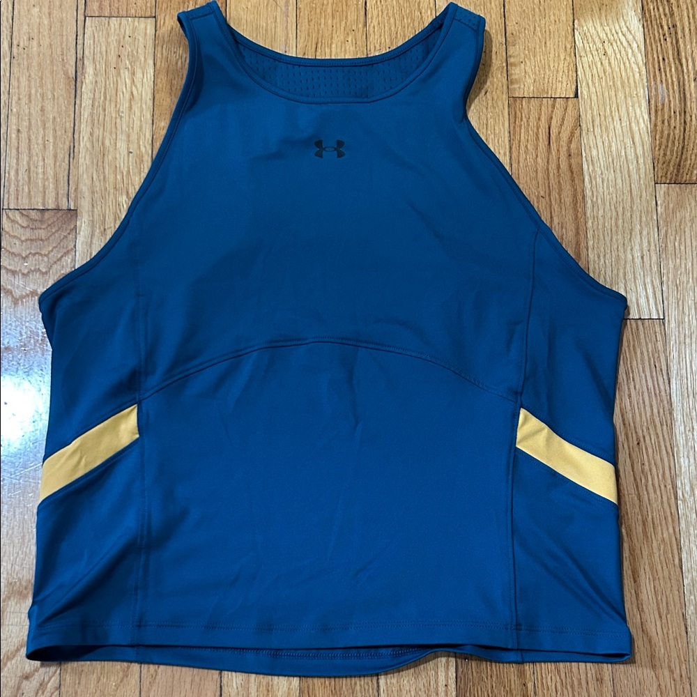 Under Armour Blue and Yellow Crop Top/ Never worn and runs small for XL ( 1154 )